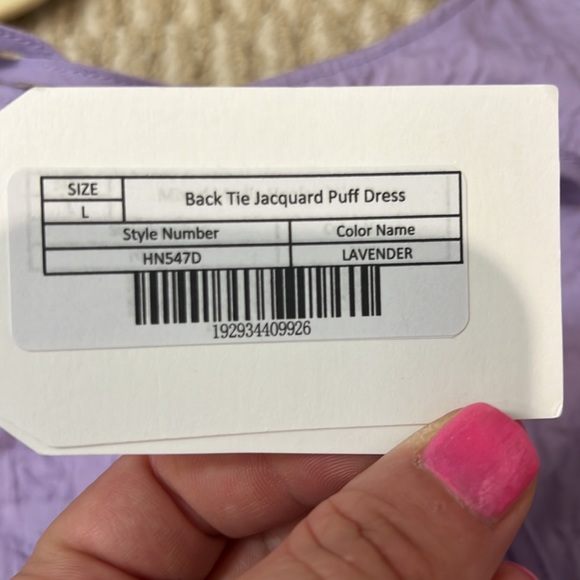 NWT English Factory Lavendar back tie Jacquard Puff Dress - Picture 3 of 9